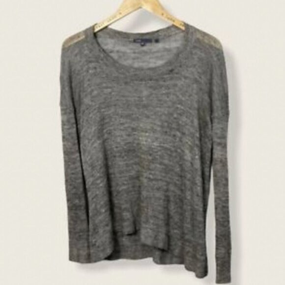 Vince 100% Linen Drop Shoulder Sweater Grey Crew Neck Size‎ XS Long Sleeve Knit - Picture 2 of 8